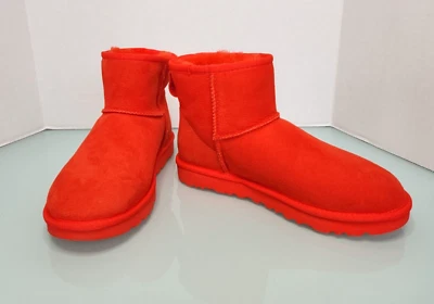 UGG Mujer Clásico Gamuza Piel de Oveja Forrado Mini Botas Rojo Neón Nuevo Talla 6 Foto 1 de 4