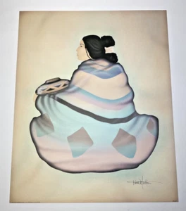 Diana Martin South Western Print Lithograph 1989 Lady In Blanket - Picture 1 of 24