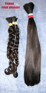 HUMAN HAIR HAIRCUT 14 INCH MOIST DARK BRUNETTE PONYTAIL REBORN DOLLS COSPLAY B86 - Picture 1 of 20
