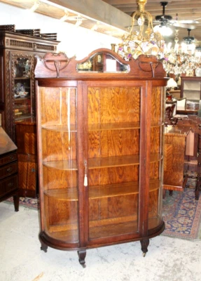 American Antique Oak Curio Display Cabinet w/ Mirror Rockford IL Circa 1900 - Image 1 of 4