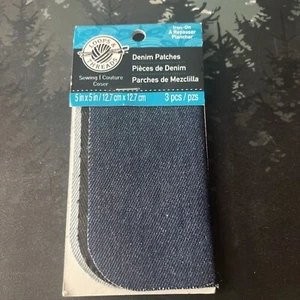 Dritz Sewing Basket - 3 denim 5"x5" iron-on patches - Picture 1 of 1