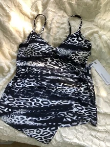NWT size 12 magicsuit tankini ret$148.00 carina skin deep blk/wht side tie adj - Picture 1 of 5