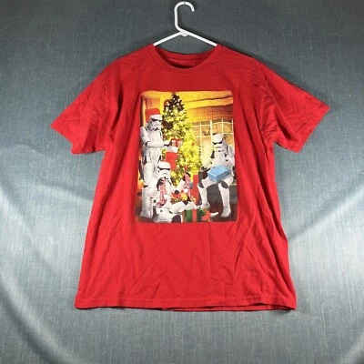 Мужская футболка Star Wars красный штурмовик рождественский графический принт размер L хлопок - Изображение 1 из 4