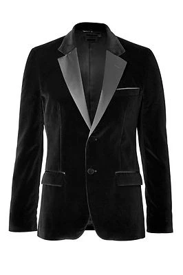 Hombres Chaqueta de Terciopelo Blazer Italiano Negro Diseñador Boda Novios Esmoquin Informal  Foto 1 de 2