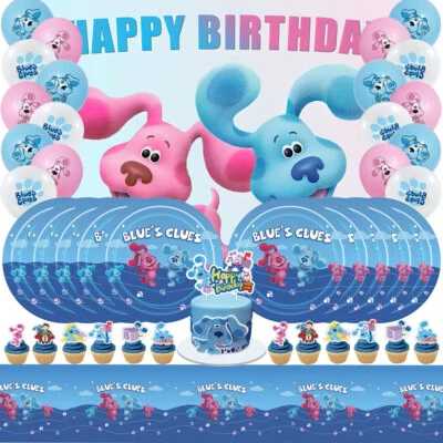 Blue's Clues Birthday Party Supplies Set Plates Balloons Cake Toppers Backdrop - Image 1 of 4