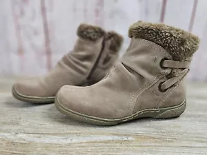 Bare Traps Ankle Boots Womens 6M Leanna Tan Leather Suede W/ Faux Fur Casual - Picture 1 of 11
