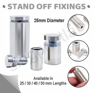 Stainless Steel Standoff Fixings | Bolts | Mount | 25mm Diameter Size - Picture 1 of 10