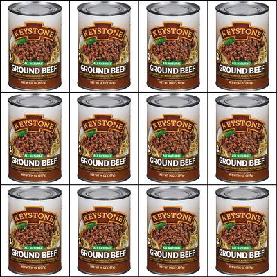 KEYSTONE MEATS 12 Canned Ground Beef Keystone Meat 14 Oz Off-grid Emergency Camping Food