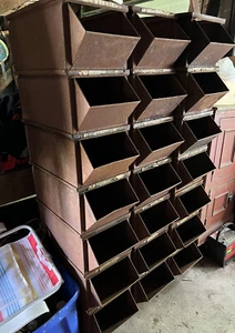 ✨Lot Of (23) Industrial Steel Hardware Nail Bin Tool Cubby Cabinet Bench Drawers - Picture 1 of 8
