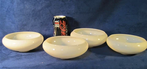 Art Deco Slip Shades Round Custard Cased Glass Set of 4 Vintage Art Deco Cover
