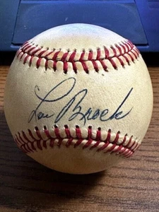 LOU BROCK 4 SIGNED AUTOGRAPHED ONL BASEBALL! Cardinals! HOF! - Picture 1 of 2