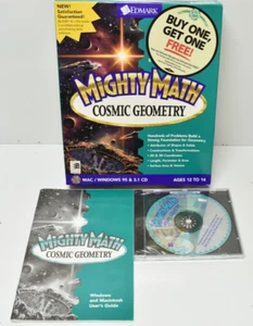 Mighty Math Cosmic Geometry 1996 Big Box CD-ROM Win/Mac New Open Box, Damage - Afbeelding 1 van 12
