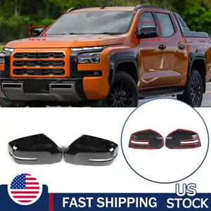 Glossy Black Exterior Side Rear Mirror Trim For Mitsubishi L200 Triton 24+ US - Picture 1 of 19