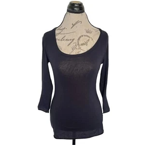 Velvet by Graham & Spencer Womens Blouse  Black Scoop Neckline Rolled Size Small - Picture 1 of 12