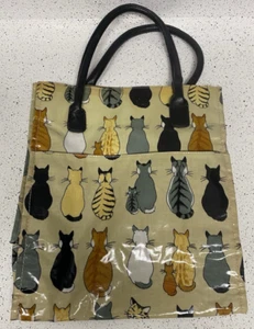 Kristine Acessories Bag With Cats Sitting Tan Tote Meow - Picture 1 of 4