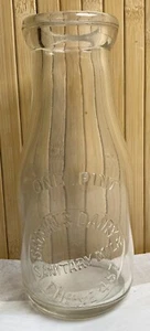 Ein Pint geprägte Brown's Dairy Sanitär Milchflasche Pacific Coast Glashütte - Bild 1 von 9