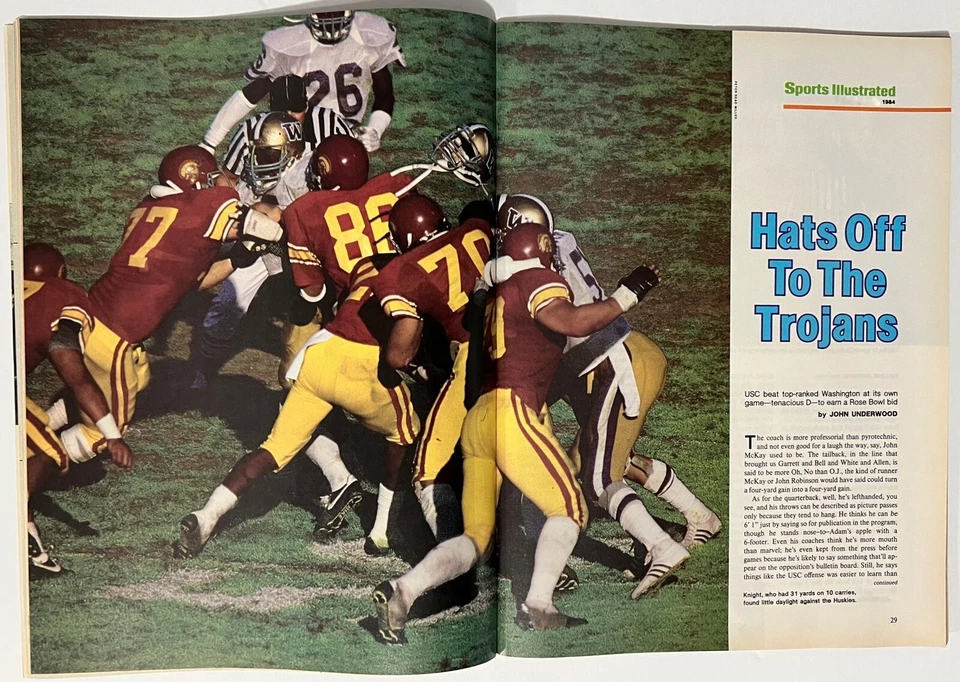 USC TROJANS 1984 VICTORIA SOBRE WASHINGTON HUSKIES PICTÓRICO PARA CERRAR ROSE BOWL Foto 1 de 1