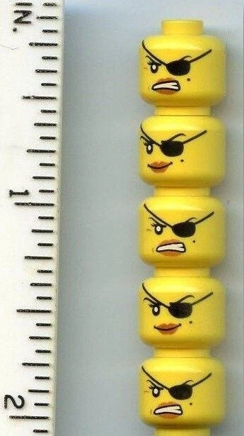 LEGO x 5 Minifigura Amarilla, Cabeza Doble Cara Mujer con Parche para Ojos, Sonríe Enojada Foto 1 de 1