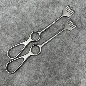 Jarit 200-273 Volkmann Hand Held Sharp Retractor 6 Prong 28mm Tip 8-1/2 Set of 2 - Picture 1 of 11