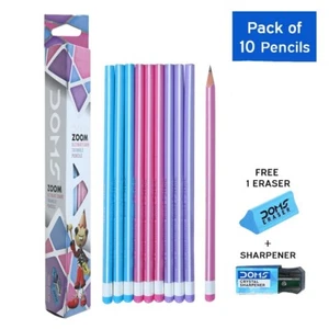 10 Pencils DOMS Zoom Ultimate Dark Triangle Pencils - Free 1 Eraser & Sharpener - Picture 1 of 6