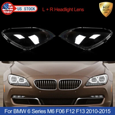 For BMW 6 Series M6 F06 F12 F13 640i 650i Left Right Headlight Lens Cover Clear - Изображение 1 из 4
