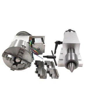 Rotary Axis 4th Axis Dividing Head 4 Jaw 100mm Chuck NEMA34 Motor Live Tailstock - Picture 1 of 12