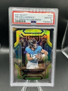 2021 panini select trevor lawrence D/C Green/yellow Prizm #243 Psa 10 - Picture 1 of 2