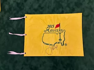 Jordan Spieth Winner Signed 2015 Augusta Masters Yellow Golf Flag + Dealer COA - Picture 1 of 2