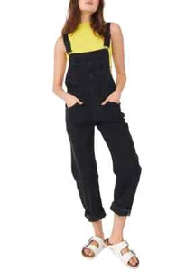 NWOT FREE PEOPLE WE TH FREE ZIGGY DENIM OVERALLS MINERAL BLACK SIZE M - Picture 1 of 12
