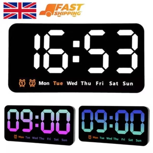 LED Digital Wall Clock 12/24H Time Temperature Date Week Display Alarm Clock UK - Picture 1 of 20