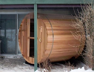 Barrel Sauna BRT66, Red Cedar, Electric Heater, 6 Feet, Fit 4 person, IN STOCK - Picture 1 of 6