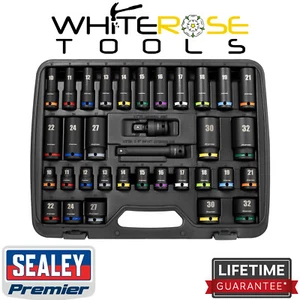 Sealey Impact Socket Set 1/2"Sq Drive Premier  Hand Tools Storage Case 34pc - Picture 1 of 12