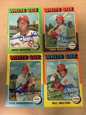 Chicago White Sox   Autographed 1975 Topps Baseball Card Lot(4) with COA