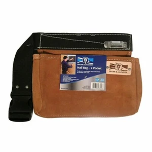 Spear & Jackson Leather Nail Bag 2 Pocket SJ-LDNB2 - Picture 1 of 1