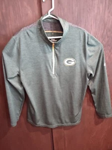 GREEN BAY PACKERS Majestic Large Coolbase 1/4 Zip Pullover Camicia Sportiva Verde - Foto 1 di 5