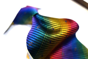 Italienische Satin Seide Krawatte Krawatte royalblau gelb grün rot lila Streifen - Bild 1 von 2