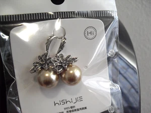 2023 Fashion Imitation Pearl Earrings Inlaid Rhinestones Party Wedding Gift Woma - Picture 1 of 3