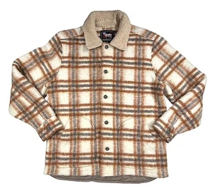 Todd Snyder x Woolrich Brushed Wool Cream / Brown Plaid Quilted Lining Jacket L - Bild 1 von 12