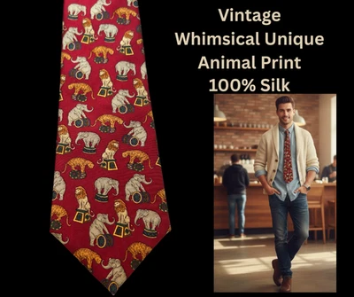 Corbata 100 % seda diseño animal vintage única EE. UU. 417 de Van Heusen  Foto 1 de 4
