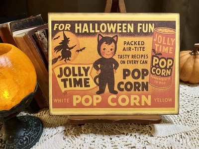 Jolly Time Pop Corn, Retro Halloween, Handcrafted Plaque / Sign - Image 1 of 3