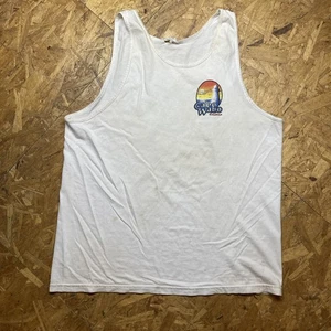 Vintage Cabo Wabo Cantina Graphic White Tank Top Tee Mens L 28x22 C3 - Picture 1 of 4