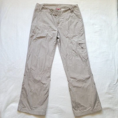 North Face 女式 12 卡其色远足裤宽腿货物拉链口袋 Cottton Gorp — 第 1/4 张图片