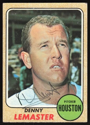 Denny Lemaster Autographed 1968 Topps Card #491 Houston Astros VGEX - Image 1 of 2