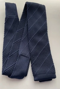 Men’s Tie, Dark Blue, Ben Sherman, Skinny Knit Flat End 2.25 Ins At Widest - Picture 1 of 4