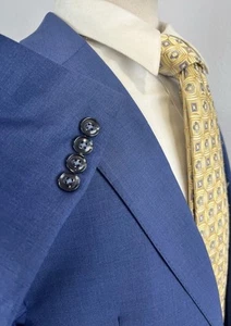 NEU Calvin Klein Herren Royal Blau Nailhead Stitch Revers Sport Mantel Blazer Gr. 42 L - Bild 1 von 11