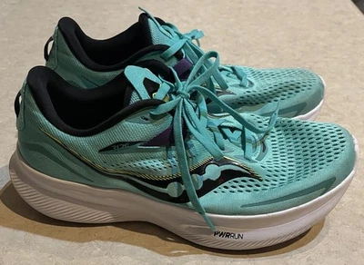 Zapatilla deportiva para correr Saucony Ride 15 para mujer talla 10,5 fresca verde azulado como nueva PWRRUN Foto 1 de 4