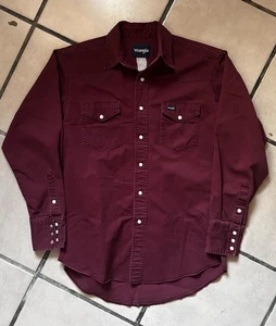 Burgundy Workwear Wrangler Vintage Long Sleeve Western Shirt / Sz: Medium - Picture 1 of 6