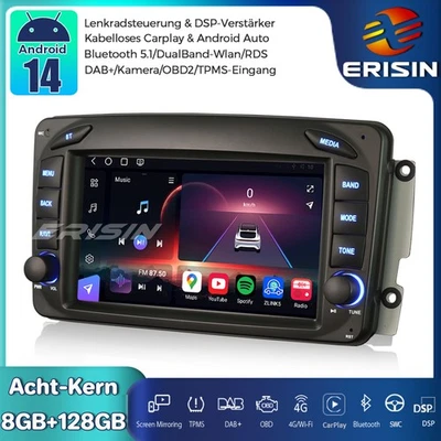8-Kern 128GB Android 14 Autoradio GPS Mercedes A/C/G/CLK Klasse W209 W203 Viano - Bild 1 von 4