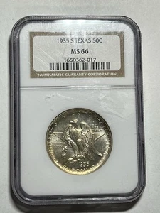 1935-S TEXAS COMMEMORATIVE HALF DOLLAR NGC MS66 BLAST WHITE HIGH GRADE - Picture 1 of 4