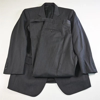 Jos A Bank 44L 38x32 Gris Espiga 100% Lana Hombre Chaqueta Pantalones Traje Foto 1 de 4